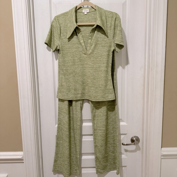 Song of Style | Nima Top & Emmett Pant Set Green Heather M Elsa Hosk VHTF - Picture 5 of 16
